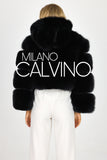 Hooded Fur Jacket Kolları Çıkarılabilir - Black - Milano Calvino image 4