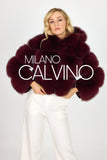 Hooded Fur Jacket Kolları Çıkarılabilir - Bordeaux - Milano Calvino image 2