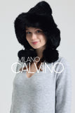 Noelle Knitted Fur Trimmed Luxury Beanie – Çift Ponponlu TaYellowm - Black - Milano Calvino