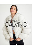 Women’s V Form Zipped Convertible Fur Jacket (Can Be Worn as a Vest) - White - Milano Calvino image 3