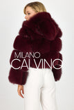 Hooded Fur Jacket Kolları Çıkarılabilir - Bordeaux - Milano Calvino image 4