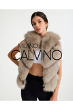 Women’s V Form Zipped Convertible Fur Jacket (Can Be Worn as a Vest) - Beige - Milano Calvino image 7