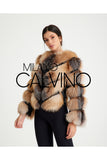 Women’s V Form Zipped Convertible Fur Jacket (Can Be Worn as a Vest) - Gold - Milano Calvino image 2
