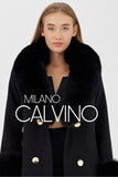 Fur Trimmed Cashmere Coat Black Cash-doble - Milano Calvino image 3