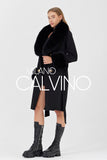Fur Trimmed Cashmere Coat Black Cash-doble - Milano Calvino image 2