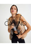 Women’s V Form Zipped Convertible Fur Jacket (Can Be Worn as a Vest) - Gold - Milano Calvino image 3