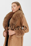 Fur Trimmed Cashmere Coat ( Camel ) - Milano Calvino image 2