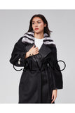 Alpaca Wool, Chinchilla Fur Collar Coat - Black - Milano Calvino image 5