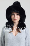 Noelle Knitted Fur Trimmed Luxury Beanie – Çift Ponponlu TaYellowm - Black - Milano Calvino image 6