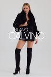 Fur Trimmed Alcantara Short Jacket - Black - Milano Calvino image 3