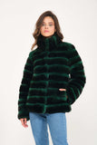 Chinchilla Rex Short Fur Jacket ( Green ) - Chinchilla Green - Milano Calvino