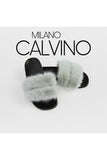 Twin Fur Slipper Mink - Aqua Green - Milano Calvino