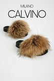 Fur Trimmed Slipper - Rakun - Milano Calvino