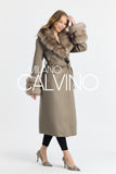 Fur Trimmed Fransız Cashmerei Coat - Stone Grey - Milano Calvino image 2
