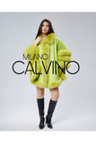 Fur Trimmed Cashmere Poncho - Pistachio Green - Milano Calvino
