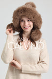Noelle Knitted Fur Trimmed Luxury Beanie – Çift Ponponlu TaYellowm - Sütlü Kahve - Milano Calvino image 3