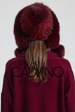 Noelle Knitted Fur Trimmed Luxury Beanie – Çift Ponponlu TaYellowm - Bordeaux - Milano Calvino image 5