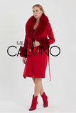 Fur Trimmed Cashmere Coat Red - Milano Calvino image 6