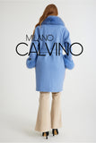 Alpaca Yün Kumaş Fur Trimmed Women’s Coat (BEBE Blue) - Bebe Bluesi - Milano Calvino image 6