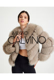 Women’s V Form Zipped Convertible Fur Jacket (Can Be Worn as a Vest) - Beige - Milano Calvino image 4