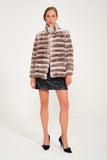 Chinchilla Rex Short Fur Jacket (latte) - Latte Chinchilla - Milano Calvino