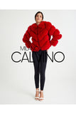 Women’s V Form Zipped Convertible Fur Jacket (Can Be Worn as a Vest) - Red - Milano Calvino image 4