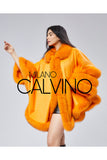 Fur Trimmed Cashmere Poncho - Kavun İçi - Milano Calvino image 2