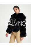 Women’s V Form Zipped Convertible Fur Jacket (Can Be Worn as a Vest) - Black - Milano Calvino image 2