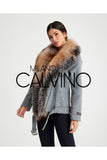 Fur Trimmed Yün Kumaş Short Coat - Grey - Milano Calvino image 3