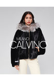 Fur Hooded Jacket Alcantara Kumaş - Black - Milano Calvino image 3