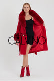 Fur Trimmed Cashmere Coat Red - Milano Calvino image 8