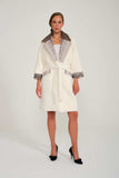 Yılan Mink Detaylı Alcantara Yün Jacket - White - Milano Calvino
