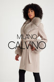 Fur Trimmed Cashmere Coat ( Cream ) - Milano Calvino image 4
