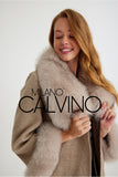 Alpaca Yün Kumaş Fur Trimmed Women’s Coat (Beige) - Milano Calvino image 2