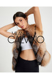 Women’s V Form Zipped Convertible Fur Jacket (Can Be Worn as a Vest) - Gold - Milano Calvino image 5