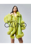 Fur Trimmed Cashmere Poncho - Pistachio Green - Milano Calvino image 8