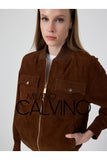 Genuine Suede Varsity Jacket – Cognac Brown - Milano Calvino image 4