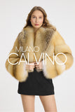 Lopez Special Design Hacimli Dokulu Fur Jacket - Gold - Milano Calvino image 7