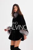 Black Alcantara ve Silver Fur Detaylı Poncho - Milano Calvino image 6