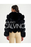 Women’s V Form Zipped Convertible Fur Jacket (Can Be Worn as a Vest) - Black - Milano Calvino image 6