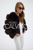 Women’s V Form Zipped Convertible Fur Jacket (Can Be Worn as a Vest) - Dark Brown - Milano Calvino image 8