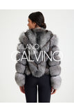 Women’s V Form Zipped Convertible Fur Jacket (Can Be Worn as a Vest) - Silver - Milano Calvino image 8