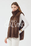 Yüksek Collar Luxury Fur Cape Vest – Mink Brown - Milano Calvino image 3
