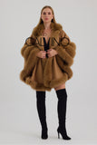 Fur Trimmed Cashmere Poncho - Dark Beige - Milano Calvino image 3