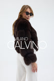 Women’s V Form Zipped Convertible Fur Jacket (Can Be Worn as a Vest) - Dark Brown - Milano Calvino image 3