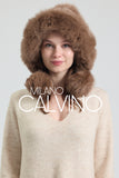 Noelle Knitted Fur Trimmed Luxury Beanie – Çift Ponponlu TaYellowm - Sütlü Kahve - Milano Calvino