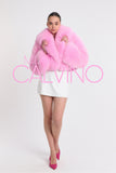 Lopez Special Design Hacimli Dokulu Fur Jacket - Bubblegum Pink - Milano Calvino
