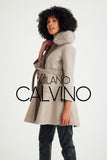 -CLARA- Alpaka Wool Jacket W/ Fox Fur Collar (Beige)