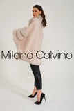 Fur Trimmed Cashmere Poncho - Beige - Milano Calvino image 2