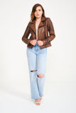 Women’s Genuine Leather Jacket - Brown - Milano Calvino image 2